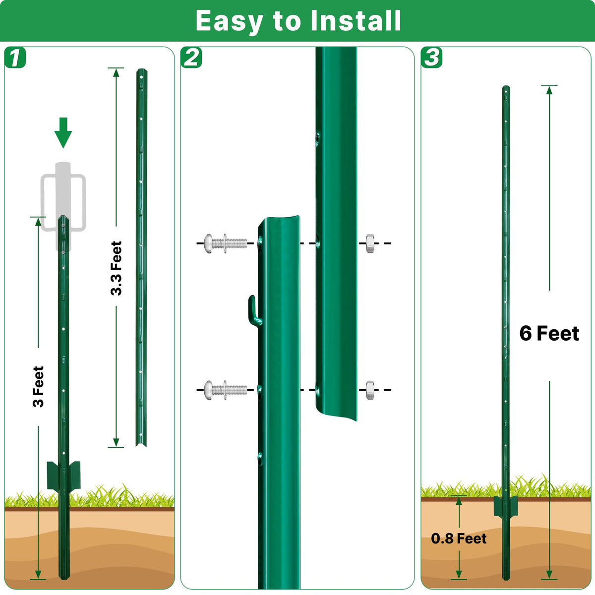 ARIFARO ground insertion of 6ft post for stable fencing