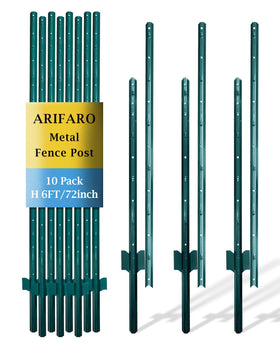 ARIFARO metal fence post 6ft pack of 10 for durable yard fencing