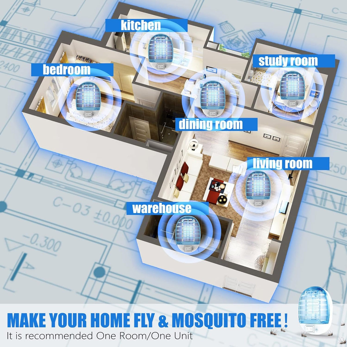 Ariie Bug Zapper Indoor living room setup for quick insect relief.
