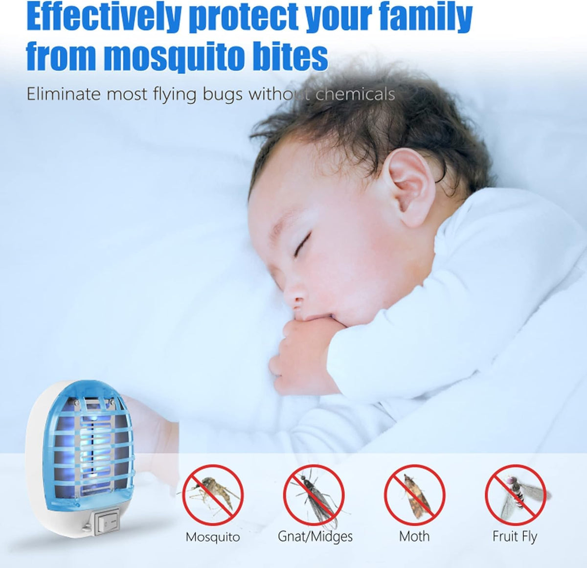Ariie Bug Zapper Indoor top-lit view highlights high visibility at night.