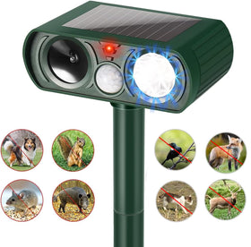 Ariie flashing light deters wildlife while reinforcing ultrasonic signals.