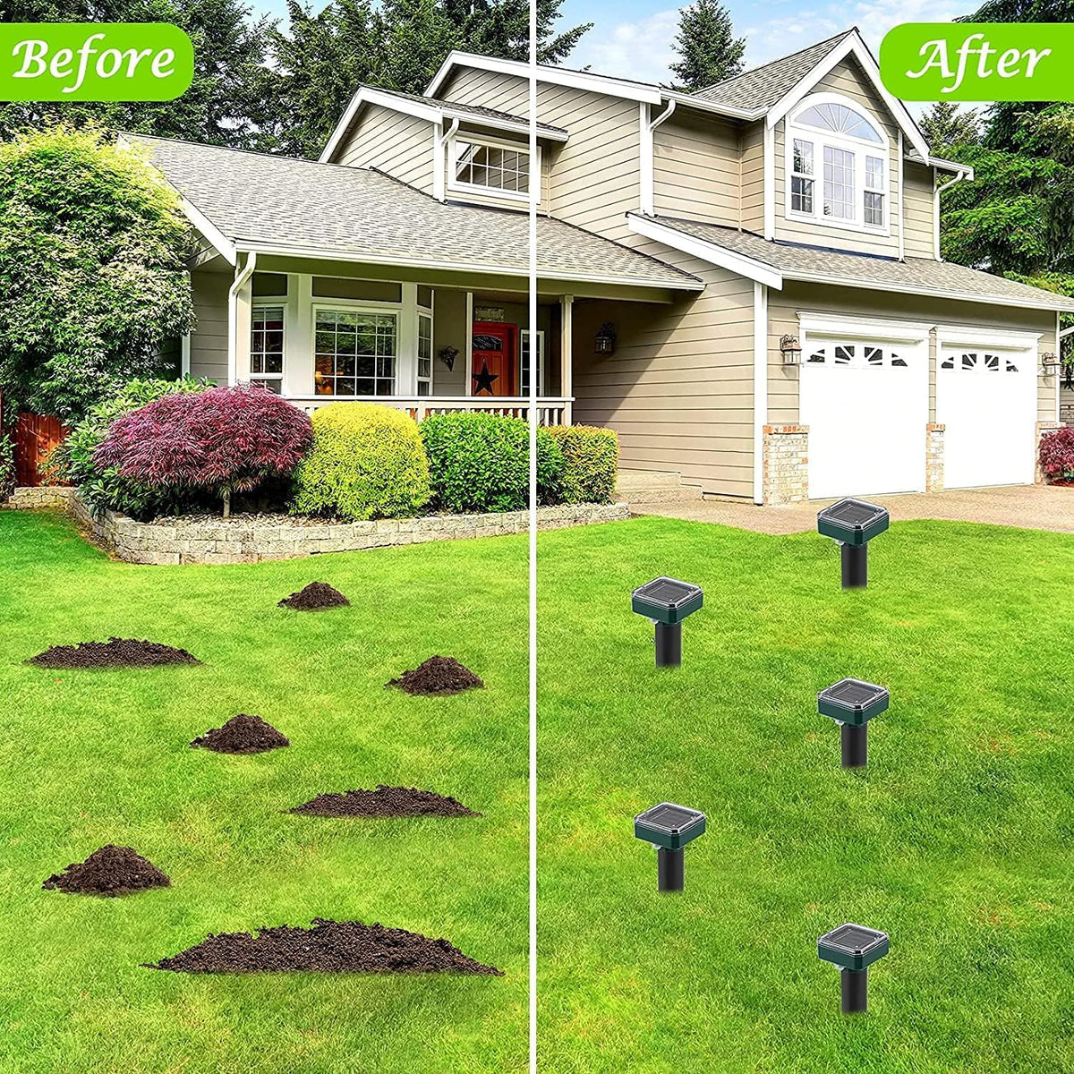 Ariie Mole Repellent recommends 12 units per acre for broader protection