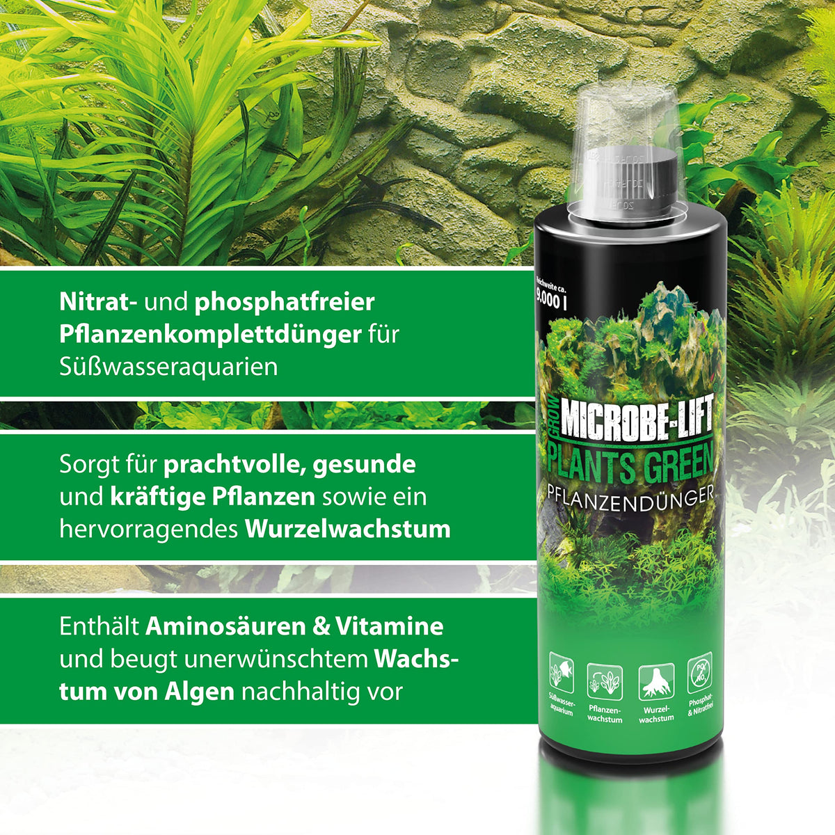 ARKA MICROBE-LIFT color enhancement helps aquarium plants look richer.