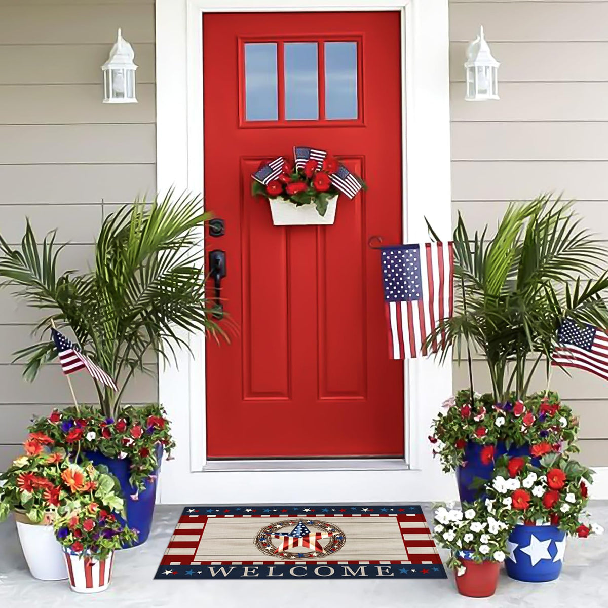 ARKUKT patriotic doormat machine washable for easy cleaning