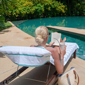 Arkwright Las Rayas terry towel cover dries quickly after swimming.