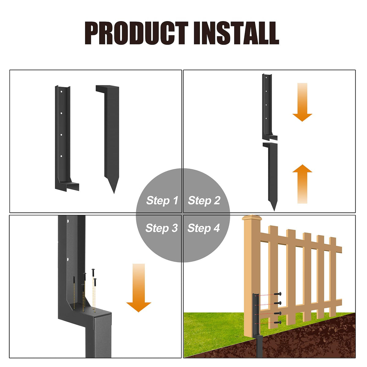 ArlinaL reinforced fence post anchor installed with a sledgehammer for solid support.
