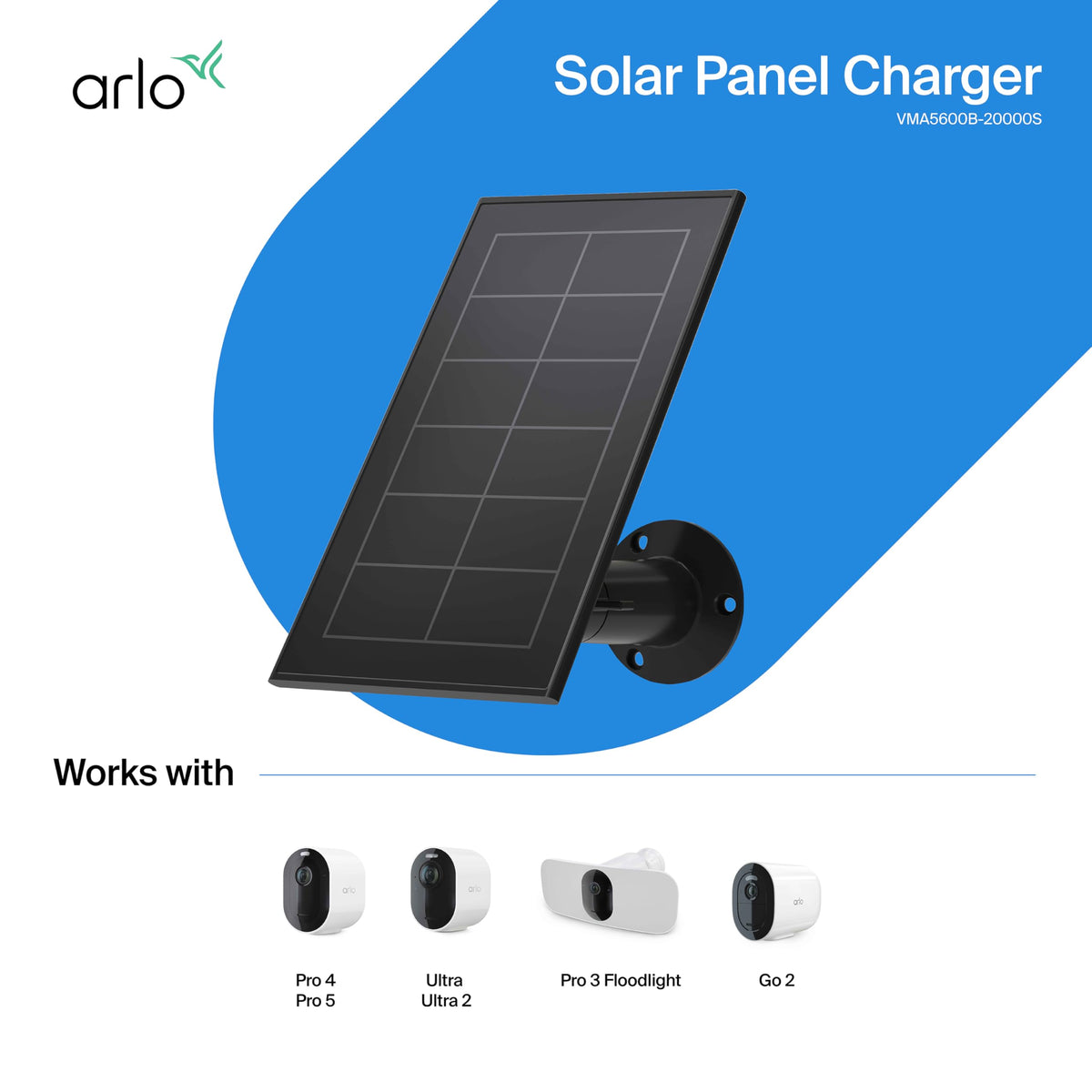 Arlo Solar Panel Charger adjustable mount for versatile camera alignment.