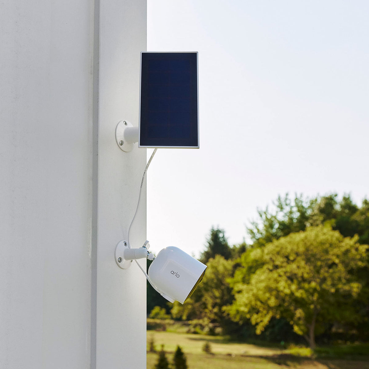Charger features an adjustable mount for flexible outdoor installation.