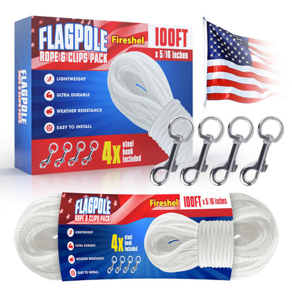 Armfu flagpole rope 100ft highlights durable nylon for year-round outdoor use.