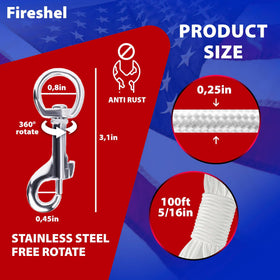 Armfu 360-degree swivel hooks prevent tangling for easy flag display.