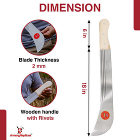 Armory Replicas Caribbean Panga full tang design provides a secure grip during heavy cuts.