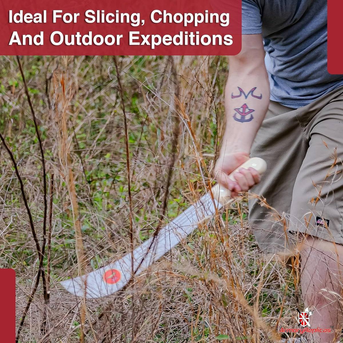 Armory Replicas Caribbean Panga in action for camping and survival tasks.