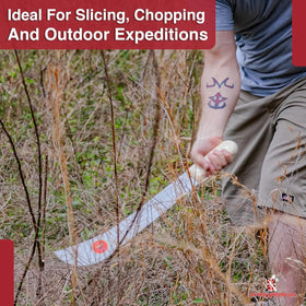 Armory Replicas Caribbean Panga in action for camping and survival tasks.