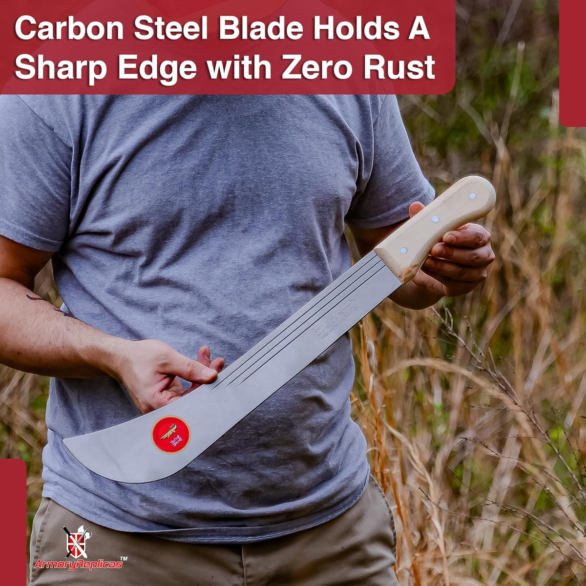 Armory Replicas Caribbean Panga clear coat rust protection keeps the blade clean.