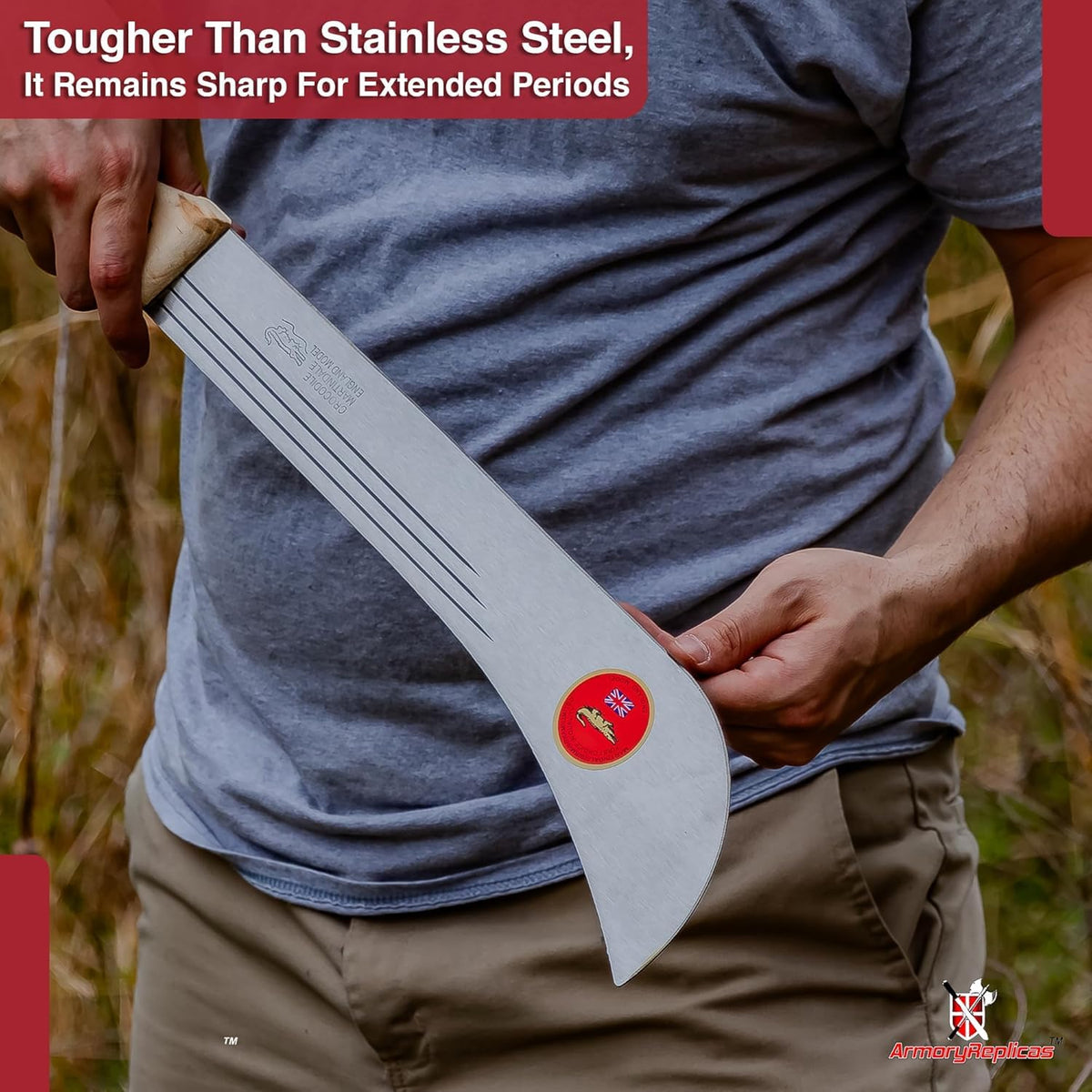 Armory Replicas Caribbean Panga sheath included for safe carry on camping trips.