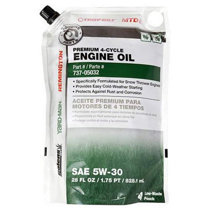 Arnold MTD 4-Cycle Snow Thrower Oil 28oz pour-friendly bottle for cold-start lubrication