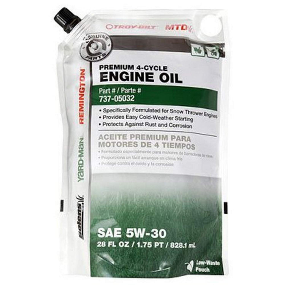 Arnold MTD 4-Cycle Snow Thrower Oil 28oz pour-friendly bottle for cold-start lubrication