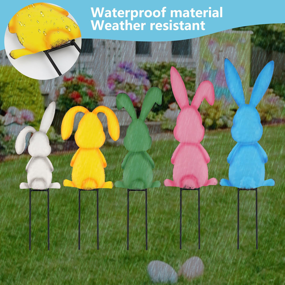 Arosche colorful bunny welcome sign for yard decor