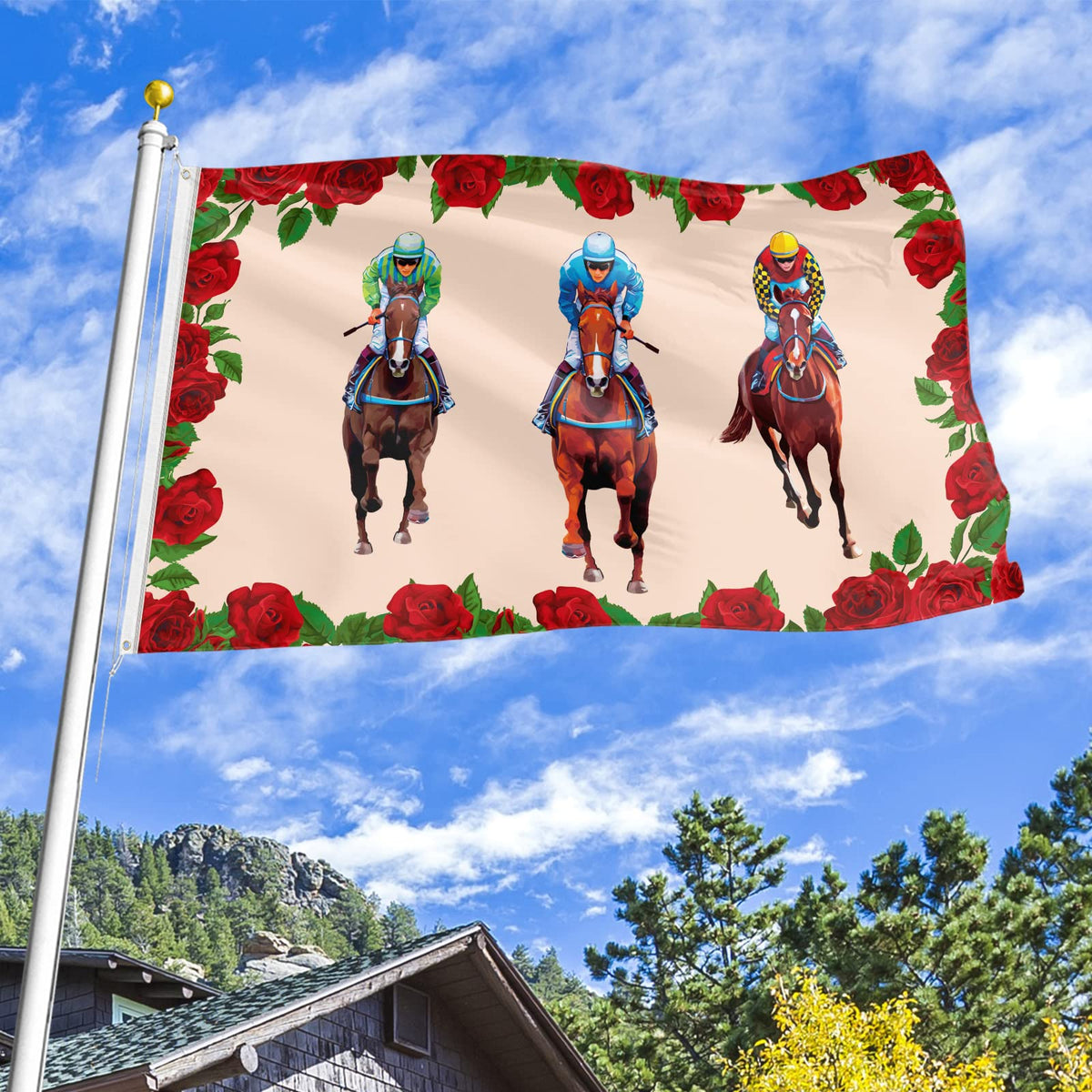 Seasonal decor ideal for garden, lawn, and yard celebrations with Arosche flag.