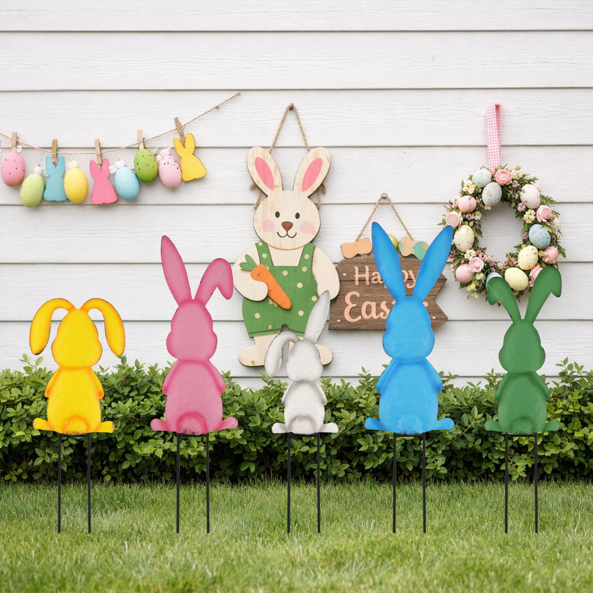 Arosche Easter yard sign displayed on lawn for festive ambiance