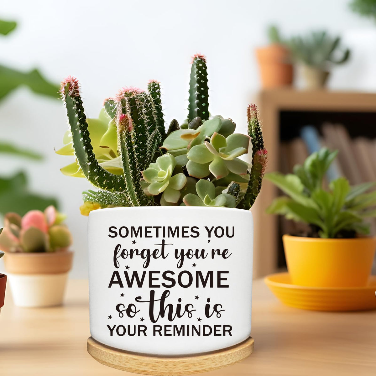 Arosedmo ceramic planter for tiny herbs or succulents, ideal gift.