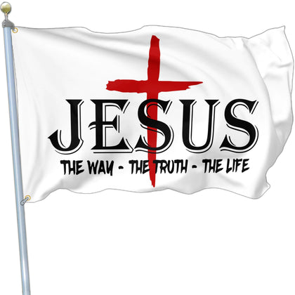 Aroxtms Jesus The Way Truth Life flag outdoors with double-sided print boosts visibility.