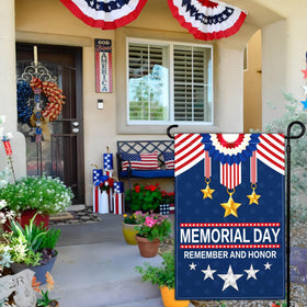 Aroxtms patriotic garden flag front view shows double-sided readability.