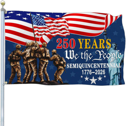 Aroxtms 250-year anniversary flag front view in durable polyester for outdoor display