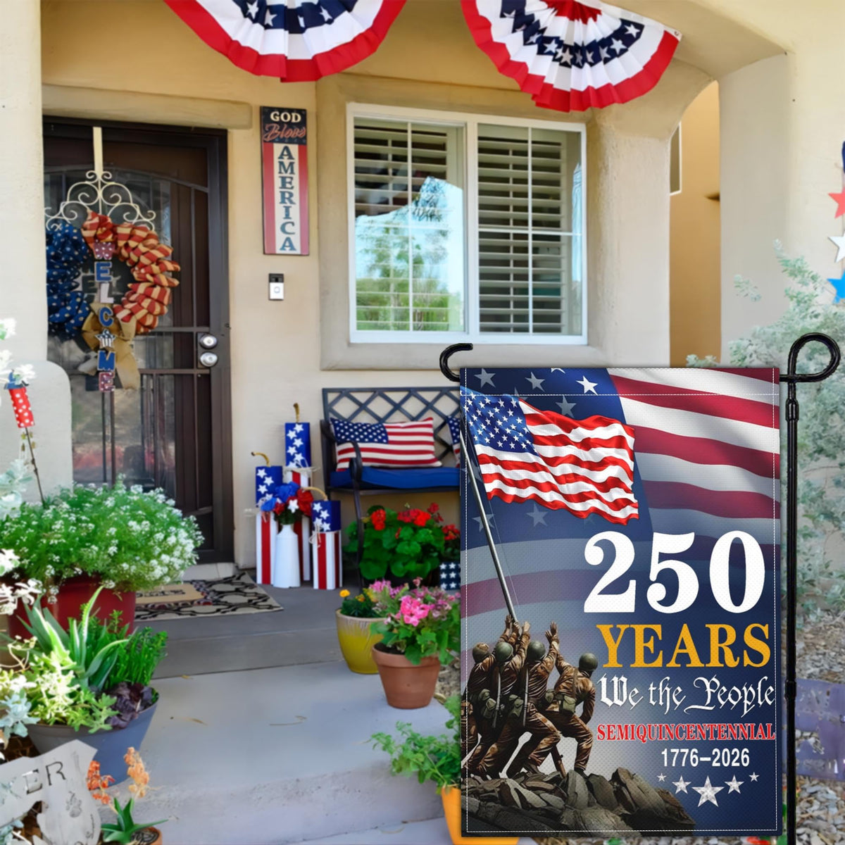 Aroxtms patriotic garden flag with brass grommets for outdoor resilience