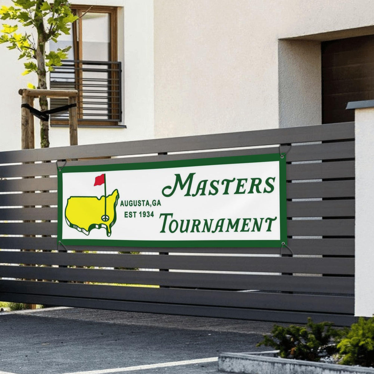 Aroxtms double-sided golf flag design with readable front.
