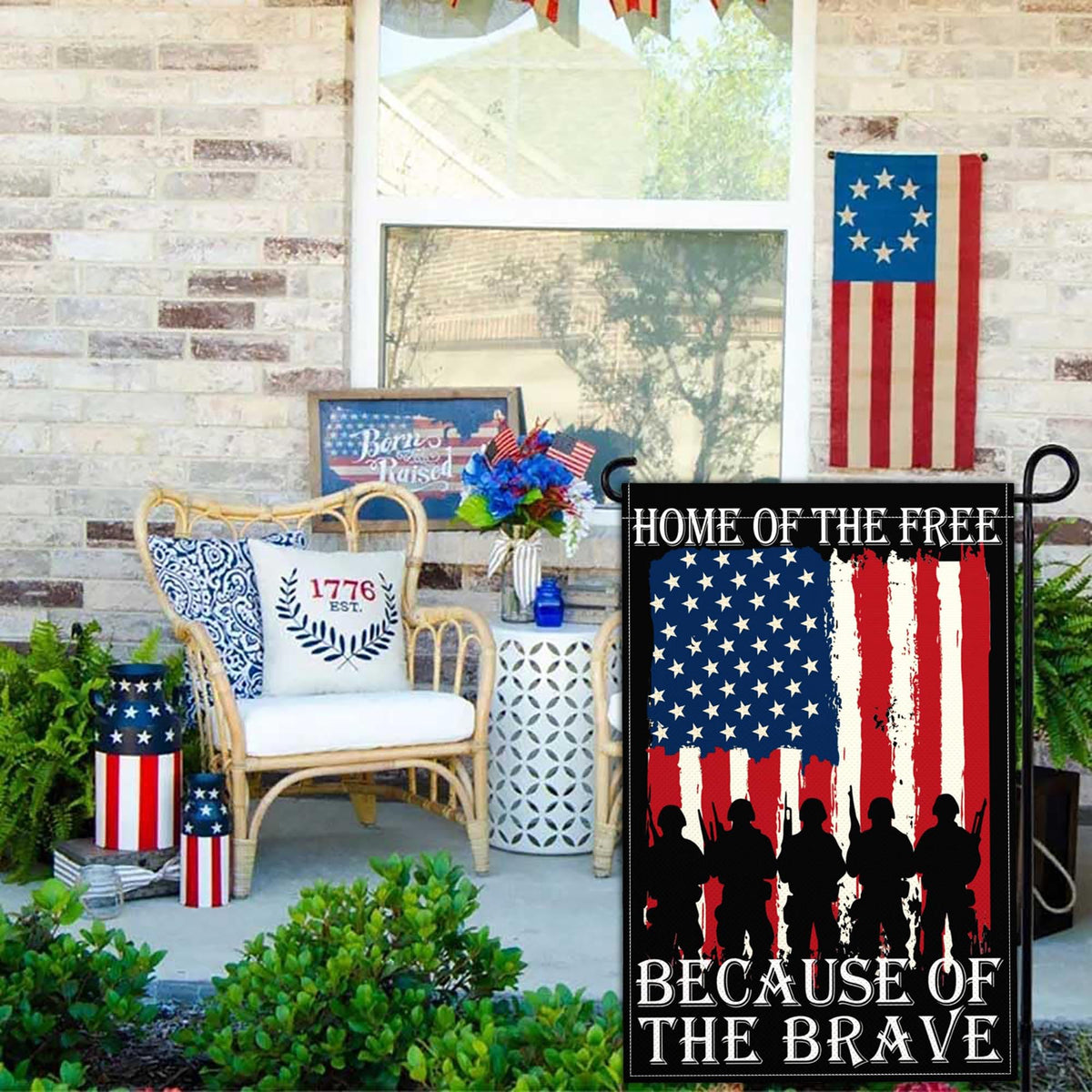 Aroxtms garden flag for front porch or yard, welcoming visitors with patriotic flair.
