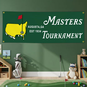 Aroxtms golf flag decorating wall space for dorms or rooms with playful vibes.