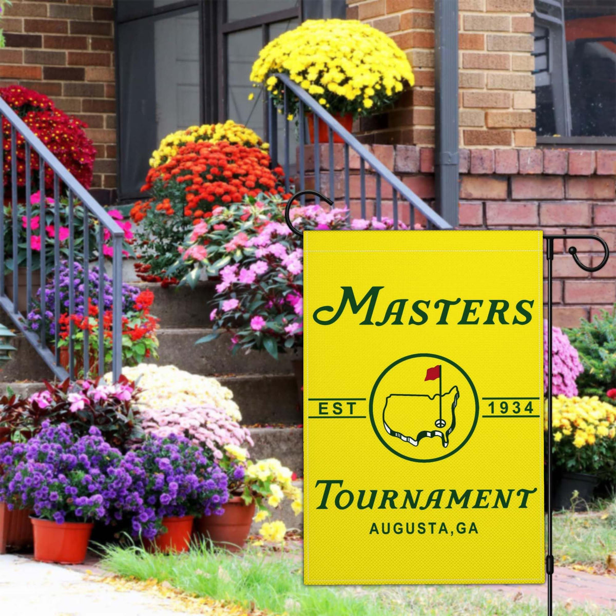 Aroxtms Golf Flag brass grommets closeup for durable outdoor mounting.