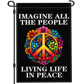 Aroxtms Imagine Peace garden flag with double-sided print welcomes guests outdoors.