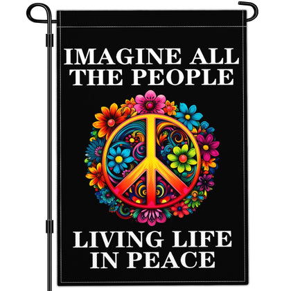 Aroxtms Imagine Peace garden flag with double-sided print welcomes guests outdoors.