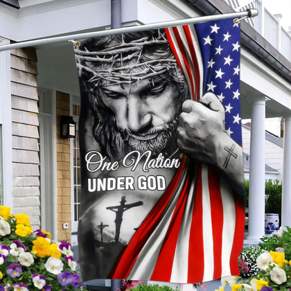 Aroxtms One Nation Under God flag front view shows durable polyester for outdoor use
