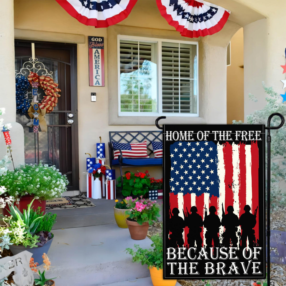 Aroxtms patriotic garden flag 12x18, UV-resistant and waterproof for outdoor use.