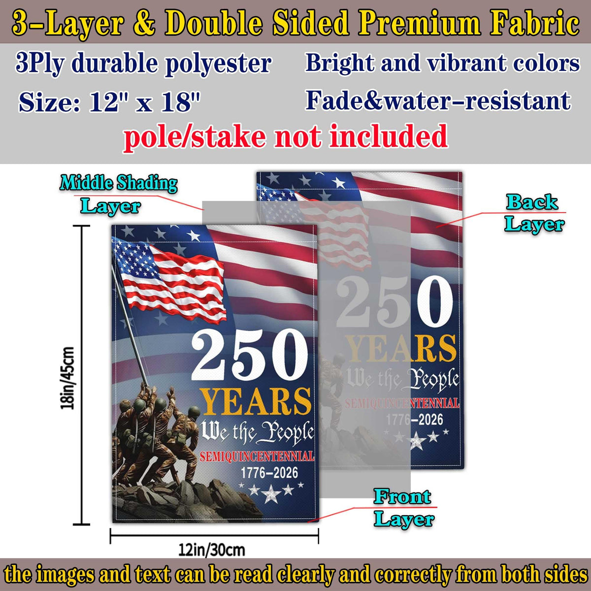 Aroxtms double-sided We The People flag ensures readability on both sides