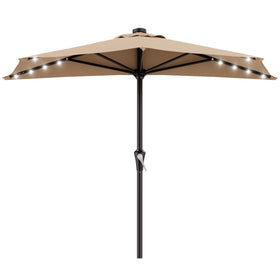 AreShark 9ft half-round wall umbrella with LED lights for compact balcony shade