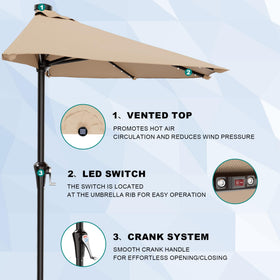 AreShark beige 9ft patio umbrella ideal for small-space outdoor areas