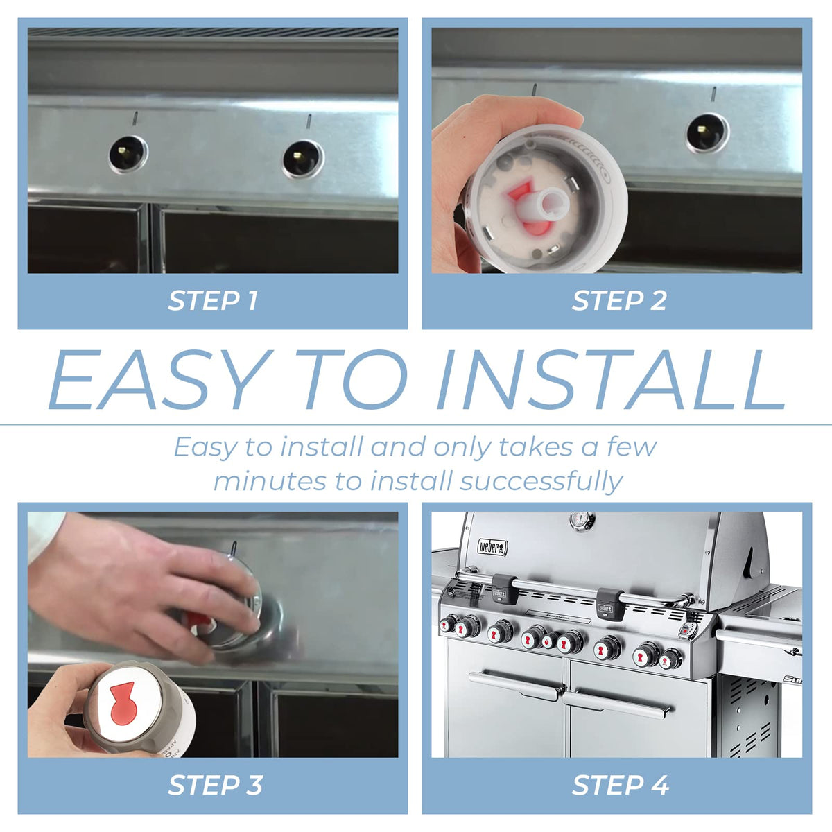 Easy installation shown without tools using light soap on stem