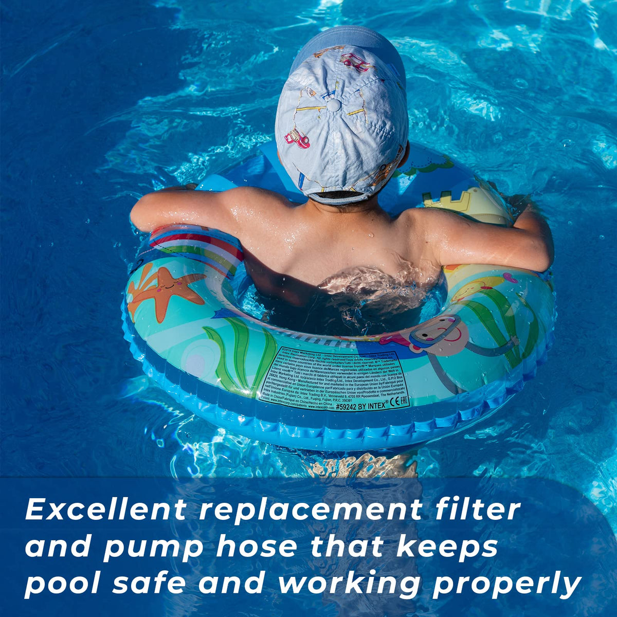Durable pool hose material designed to resist sun and chlorine exposure.