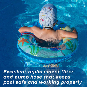 Durable pool hose material designed to resist sun and chlorine exposure.