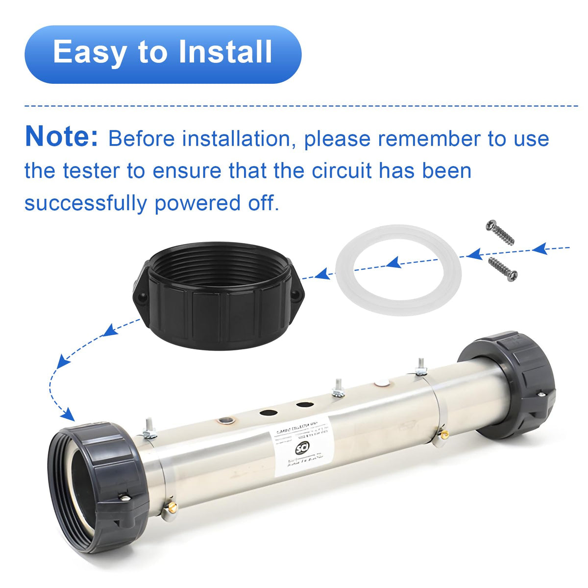 ArrogantF easy-install spa heater union shown for fast setup