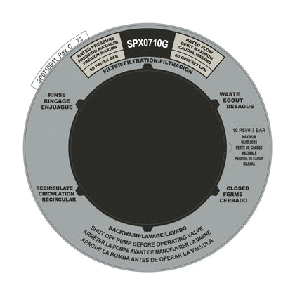 ArrogantF SPX0710G label sticker for Hayward valve with a front view.