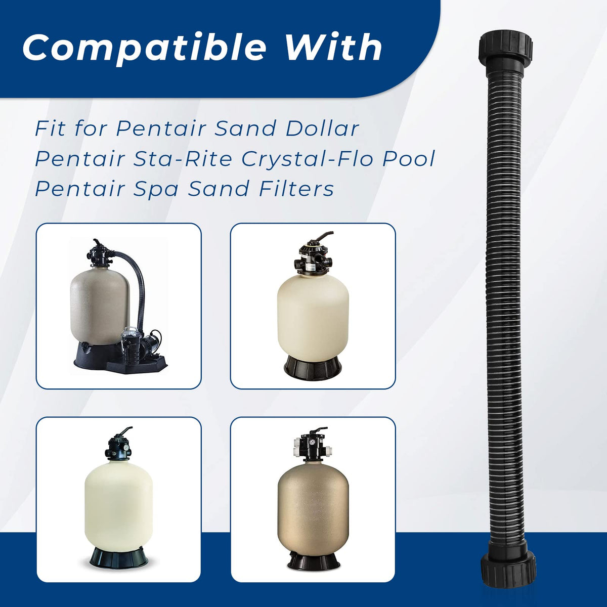 ArrogantF Crystal-Flo compatible hose assembly ready for use with Sta-Rite filters.