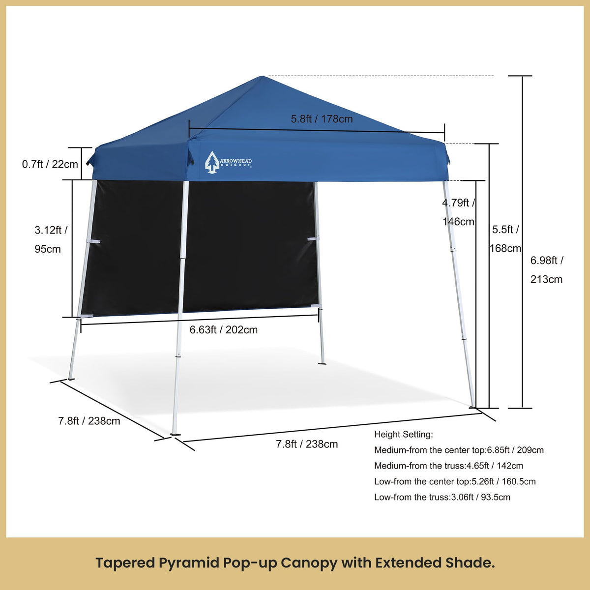 ARROWHEAD OUTDOOR lightweight pop-up frame supports quick setup