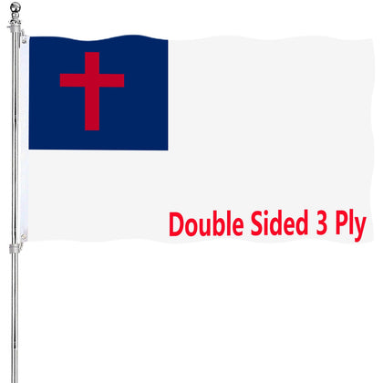 ARSOF Christian flag 3x5 outdoor view shows durable polyester for outdoor display