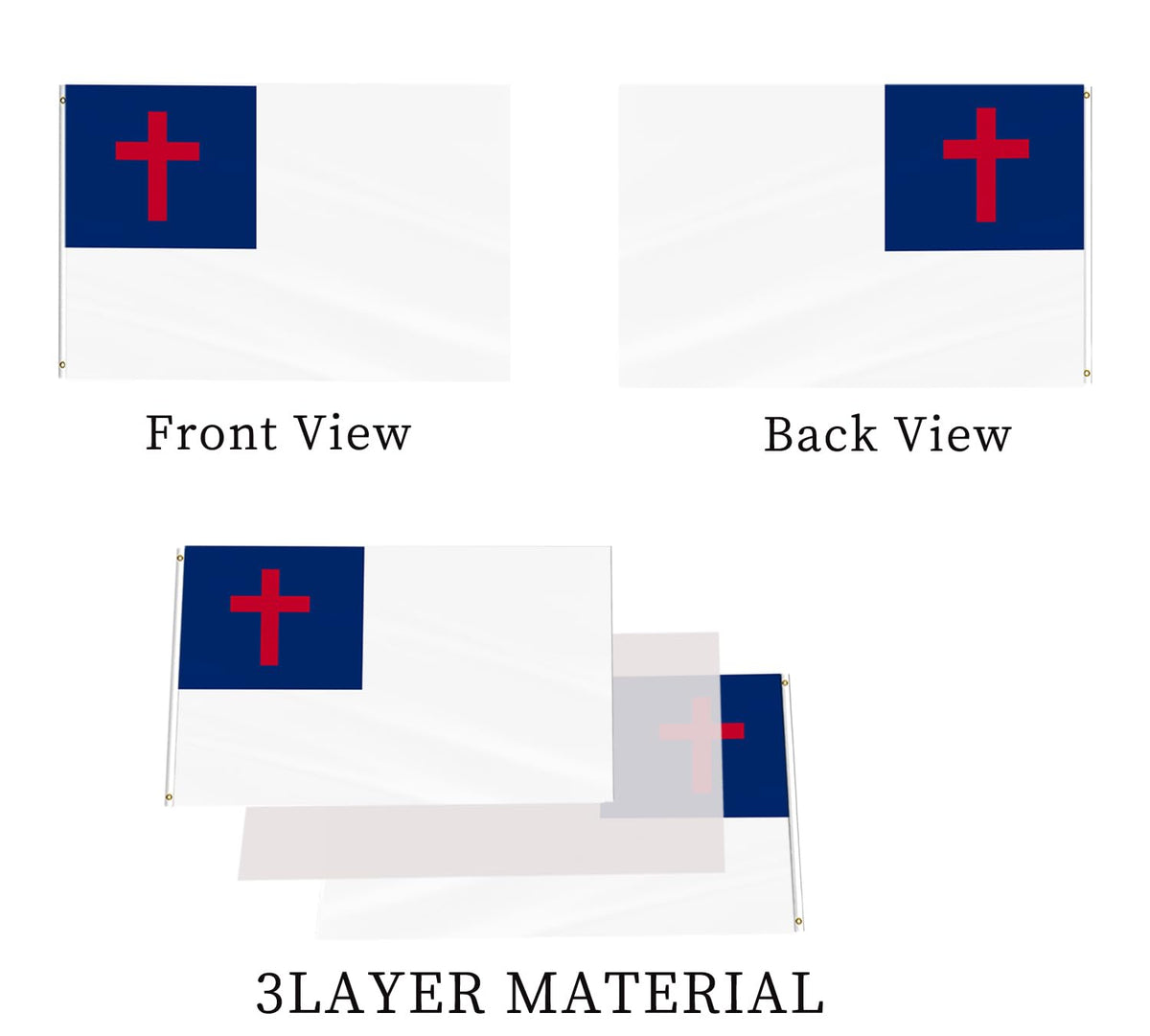 ARSOF Christian flag brass grommets for easy hanging and secure mounting