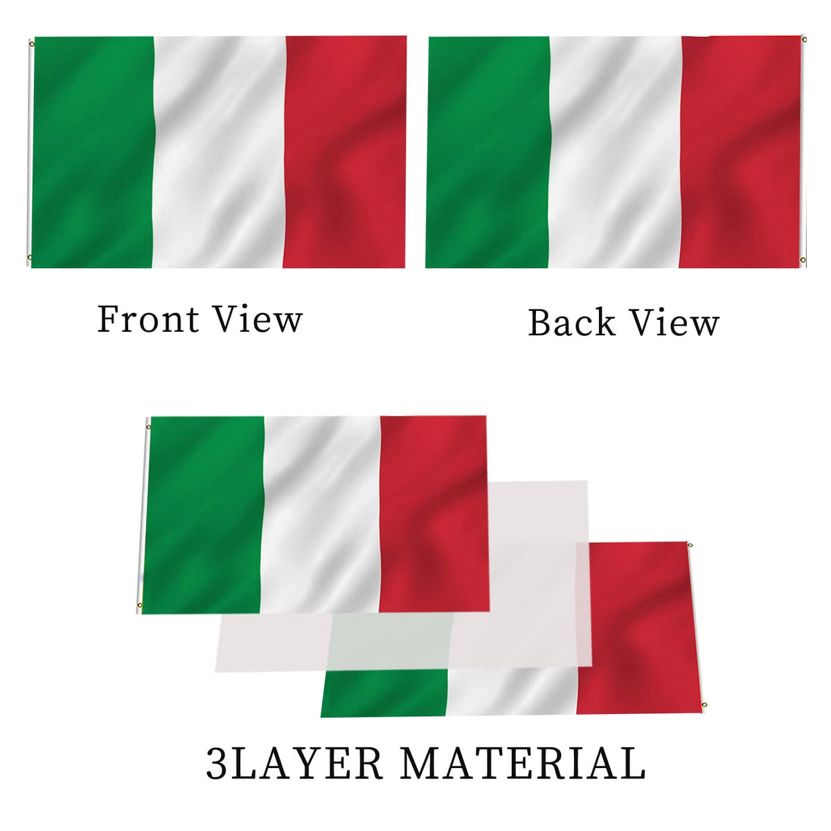 ARSOF Italy flag outdoor 200D polyester for windy conditions and lasting color.
